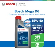 Bosch Mega D6 Diesel Engine Oil API CI-4 15W40 Minyak Hitam Mineral (1L/6L)