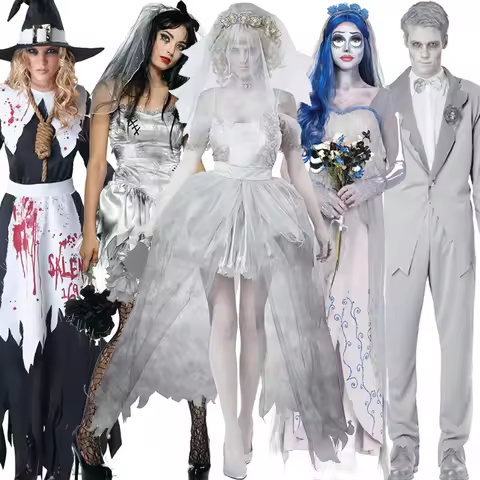 Women Halloween Vampire couple uniform Purim Cosplay Costumes men Horror Ghost Dead Zombie Corpse Br