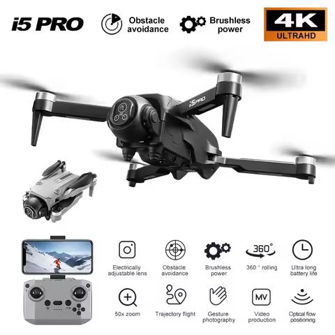 I5 PRO Remote Control Drone WIFI FPV ESC 4K Dual Camera Gesture Photo 360° Roll Obstacle Avoidance Q