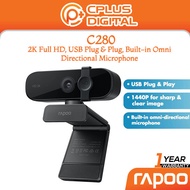 Rapoo C200 / C260 / C280 720P/1080P/ 2K Full HD Auto Focus Webcam With Built In Mic Rotate Freely US
