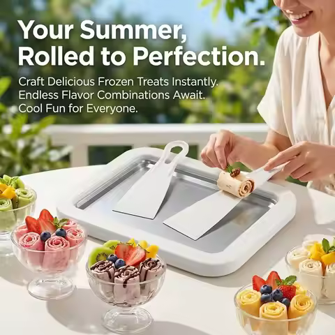 Ice Cream Maker Pan with 2 Scrapers Ice Cream Maker Plate Multifunctional Cold Sweet Fried Food Plat
