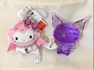 日本 Sanrio Hello Kitty & Kuromi 仿水晶 絨毛吊飾公仔景品