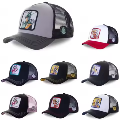 Anime Saint Seiya Cotton Baseball Cap Adjustable Men Women Hip Hop Mesh Trucker Mesh Summer Sun Shad