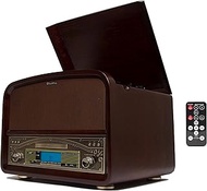 TechPlay TCP9560, High Power 20W Retro Wooden 3 Speed Bluetooth Turntable, with CD Player, AM/FM Radio, USB Recording and Playback with Remote Control. (Walnut Wood)