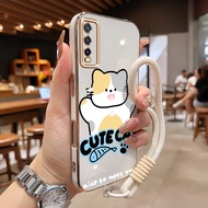 Casing hp For VIVO Y20 Y20s Y20i Y20t Y20G Y12s Y12a Y11s Y30G Y33t Y33s Case Cartoon Cat Three Colo