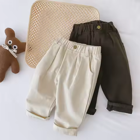MILANCEL 2024 Spring Autumn Solid Kids Boys Straight Pants Fashion Children Clothing Trousers Brief 