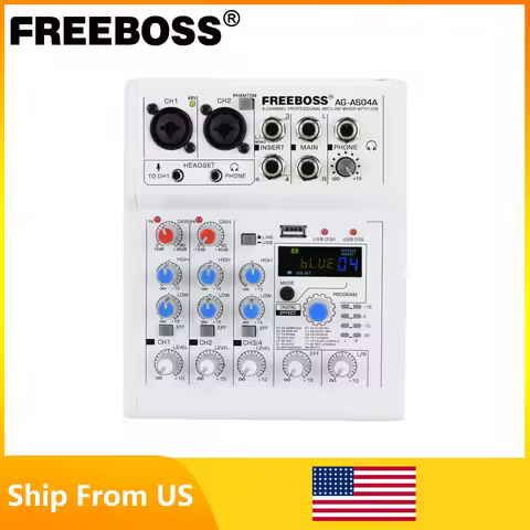 FREEBOSS Mixing Console Mobile Broadcast 4 Channel Bluetooth PC USB Play Record 88 DSP Digital Effec
