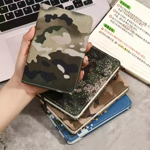 A6 Camo Oxford Cloth Notebook Portable Minimalist Green Journal for Study&Field Notes Durable Oxford