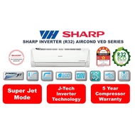 [INSTALLATION / SELF COLLECT] Sharp 5 Star Energy Saving Inverter (R32) Aircond, 1.0HP AHX9VED2/ 1.5HP AHX12VED2