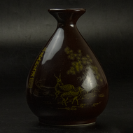 玉山瓷瓶雙鹿五加皮酒瓶 台灣菸酒公賣局