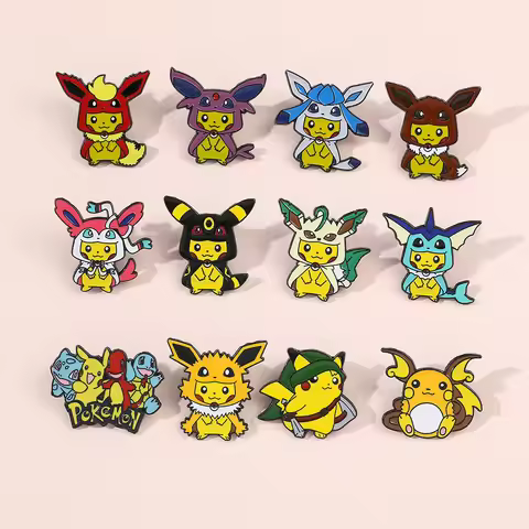 Fashion Animal Brooch Creative Pikachu cos Eevee Enamel Pins Backpack Clothing Jewelry Metal Badge A