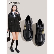 Daphne Loafers - Retro British Style Leather Shoes for Women | Black