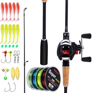 Fishing Rod and Reel Baitcasting Fishing Set 1.6m/1.8m 2 Sections Fishing Rod Casting Reel PE Fishin