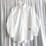 全新 Masion Margiela MM6白色印花圖案寬鬆版型提花長袖恤衫襯衫