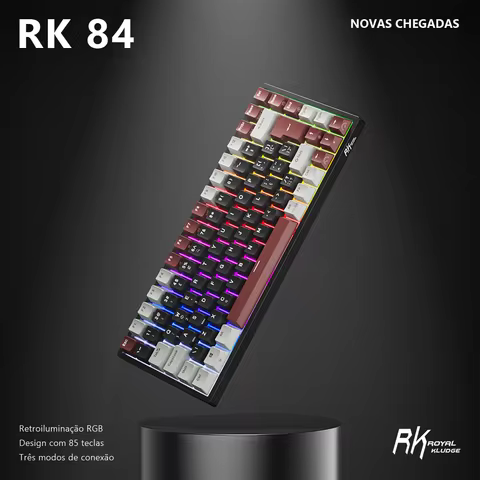 RK Royal Kludge RK84 Brazilian Mechanical Gaming Keyboard 84 Keys RGB Tri-Mode BT5.0/2.4G/Wired Hot-