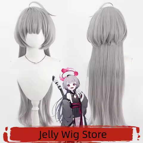 【Jelly Wig】Blue Archive Yabuki Satsuki Cos Wig Flower, Bird, Wind, Moon Club Gray Purple Asymmetrica