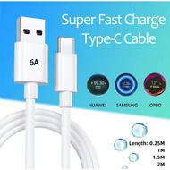 Type C Fast Charging Data Cable Universal Type C 6A Charger Cable