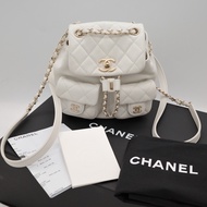 Chanel 香奈兒 Duma 小青蛙背包 白色 淡金扣 牛皮 雙肩包 後背包