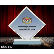 OCC 027 AWARD CRYSTAL PLAQUE