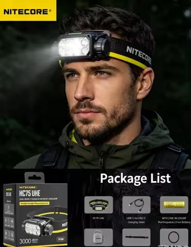 New Nitecore HC75 UHE Headlight 3000LM Head Light Lantern USB-C Rechargeable LED Headlamp Built-in 5