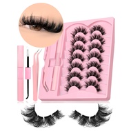 GROINNEYA Eyelashes Kit DIY Thick Lash Extension Set Individual Lashes Clear Band Lashes  Extension