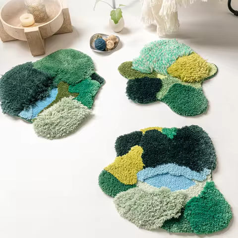 Nordic 3D Lawn Moss Rugs Carpet for Bedroom Living Room Green Forest Irregular Home Decor Chic Room