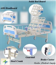 HOSPITAL BED 2Cranks Complete Set with IV Pole Leatherette Matress Overbed Table for Home and Hospital Use Brand New