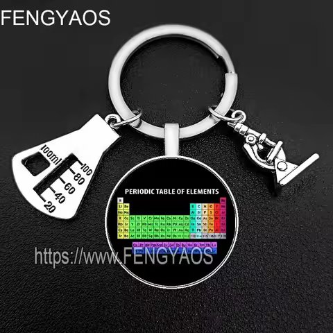 Periodic Table of Elements Keychain House Mathematical Formula PI Key Holder for Keys Gift for A Bio