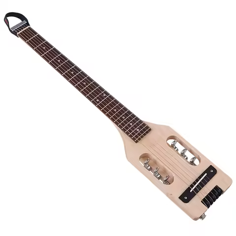 Travel Guitar 28 inch Silent Acoustic Guitar 6 String Folk Guitar Neck Through Canada Maple Wood Hea
