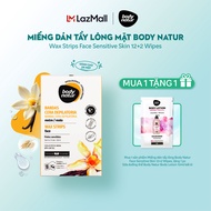 Bộ miếng dán tẩy lông mặt Body Natur Wax Strips Face Sensitive Skin 12+2 Wipes