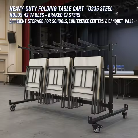 Folding Table and Chair Cart, Heavy Duty Storage Rack 33x69x45in, Holds 42 Folding Tables, Q235 Stee