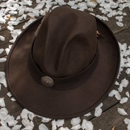 Fedora Leather Hat - Indiana / leather fedora 56 cm