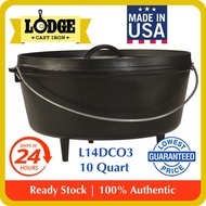 🔥In Stock🔥 10 Quart LODGE Deep Camp Dutch Oven, L14DCO3 | 💯% Authentic from USA