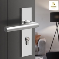 Door Knob Lockset with 3 Keys Privacy Handle Bedroom Bathroom Handle Lockset Space aluminum