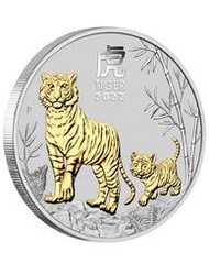 2022澳洲生肖虎年鍍金1盎司精鑄銀幣