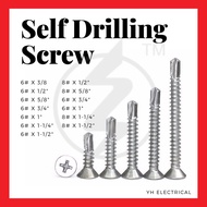 MK Flat Self Drilling Screw Flat Head Sheet Metal Aluminium Awning Drill Screw Skru Tebuk Bumbung Besi