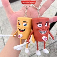 SMARTSIMPLE Press and Change Face Doll Pendant Italian Brainrot Tung Tung Tung Sahur Creative Keycha