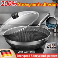 👍No more sticking troubles👍 Nonstick Wok Pan 32CM/34CM/36CM Kuali Frying Pan Honeycomb Wok Induction