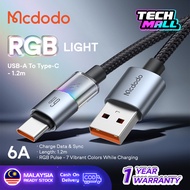 Mcdodo CA817 / CA818 / CA819 / CA820 Fast Charging Cable With 7 Colorful Lights 1.2m
