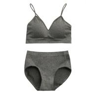 KHAEBEAUTY Bra Set BH+CD Women 1 Set Underwear BH Foam Plain Panties BR076