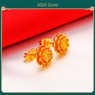 ASIX GOLD Womens 916 Gold Flower Stud Earring