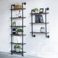 Water Pipe Restaurant Iron Industrial Solid Wood Display Rack Shelf Nordic Multi-Layer Art loft Styl