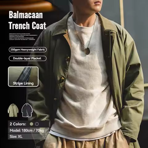 Maden Workwear Men's Autumn American Casual Contrast Windbreaker Heavyweight Loose Mid length Thin C