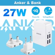 Anker PowerPort 4 27W 4-Port USB Charger Plug With UK and EU Travel Charger