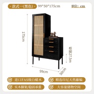 Rattan Wardrobe Bookcase Nordic Style Solid Wood Sliding Door Apartment Furniture for Hotel And Airb