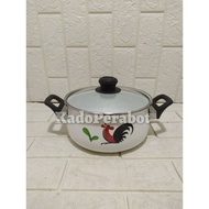 panci enamel ayam - panci putih enamel - panci masak kuah gagang tebal