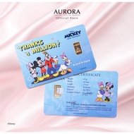 ✯DISNEY X AURORA ITALIA (0.5g) 999.9 Disney Mickey Edition- Thanks A Million Limited Edition Gold Bar♖