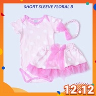 CY 154428 ROMPER BABY GIRLS INBEBE 3PCS SET FLORAL SHORT SLEEVE