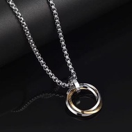 Ff Pure Silver 999 Niche Necklace Men Style Trendy Sterling Silver High-End Unique Female Interlocki