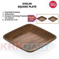 EVELIN SQUARE PLATE - L23.5xW23.5xH1.5cm (Bundle of 2)